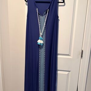 Cabana Life Navy Maxi Dress with Tassel Accent